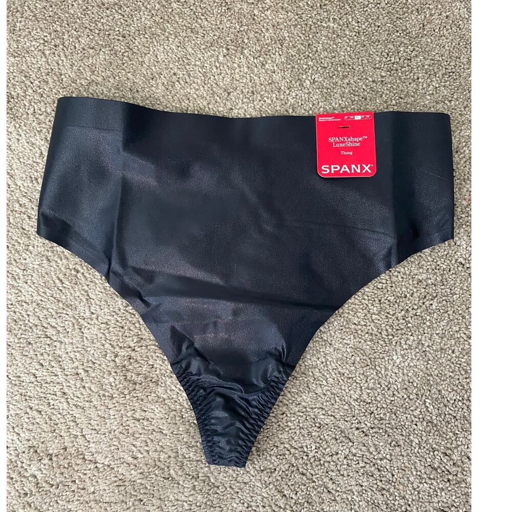 New SPANX Luxe String Shaping Thong, Black Size Large